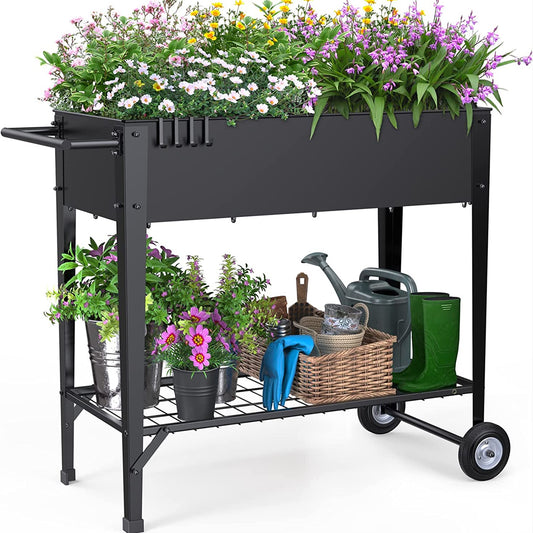 Mobile Raised Garden Bed with Wheels