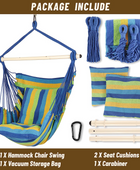 Hanging Hammock Chair with Cushions - Blue & Green