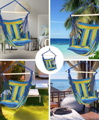 Hanging Hammock Chair with Cushions - Blue & Green